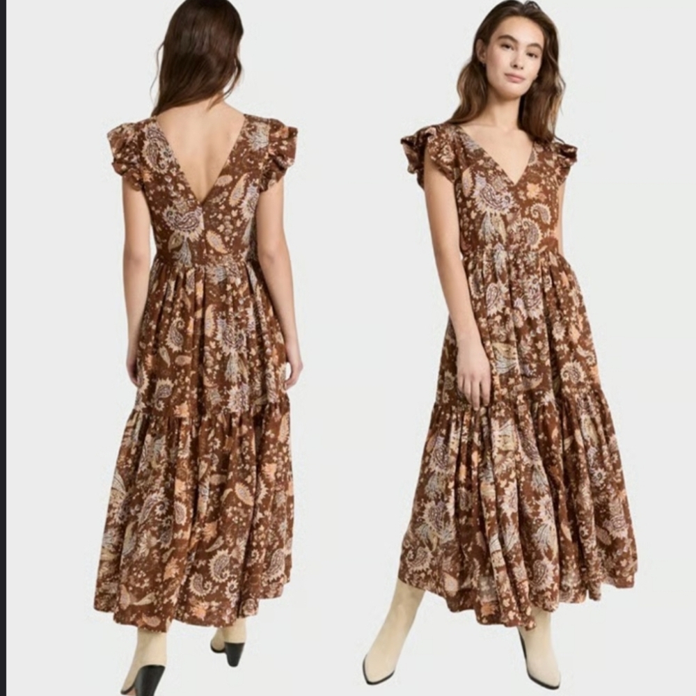 BNWT!En Saison Brown Floral Maxi Dress